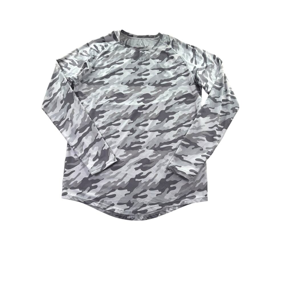 YoungLA Mens XL Grey Camo Performance Long Sleeve Shirt Gym Athletic Camouflage